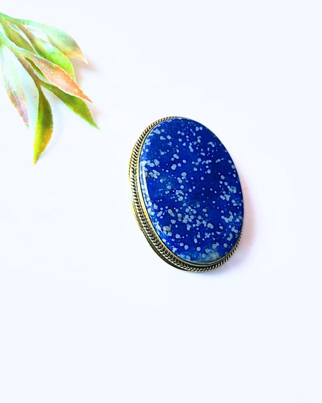46mm Lapis Lazuli Grooved Stone with Brass Groove - Image 3