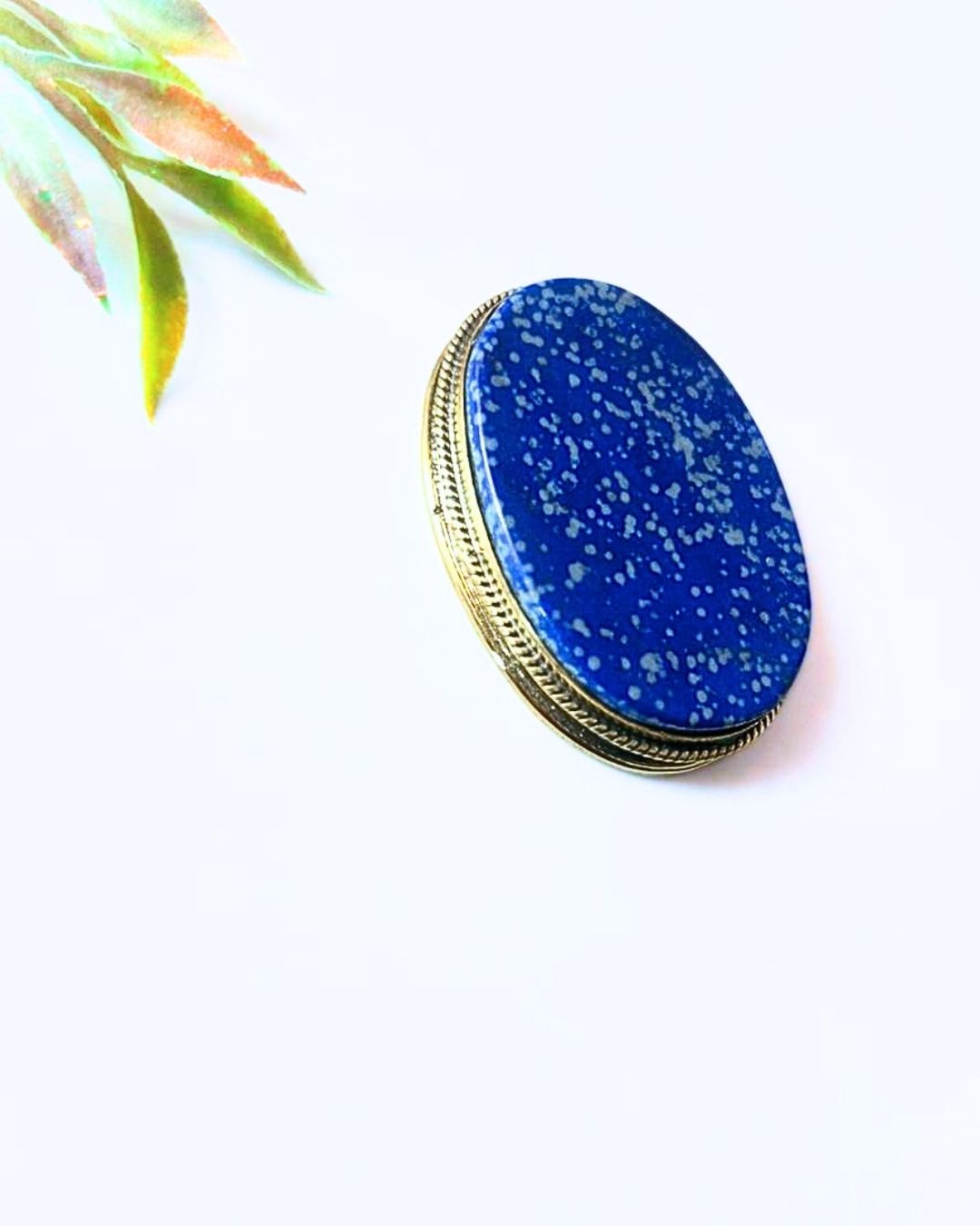 42mm Lapis Lazuli Grooved Stone with Brass Groove - Image 3