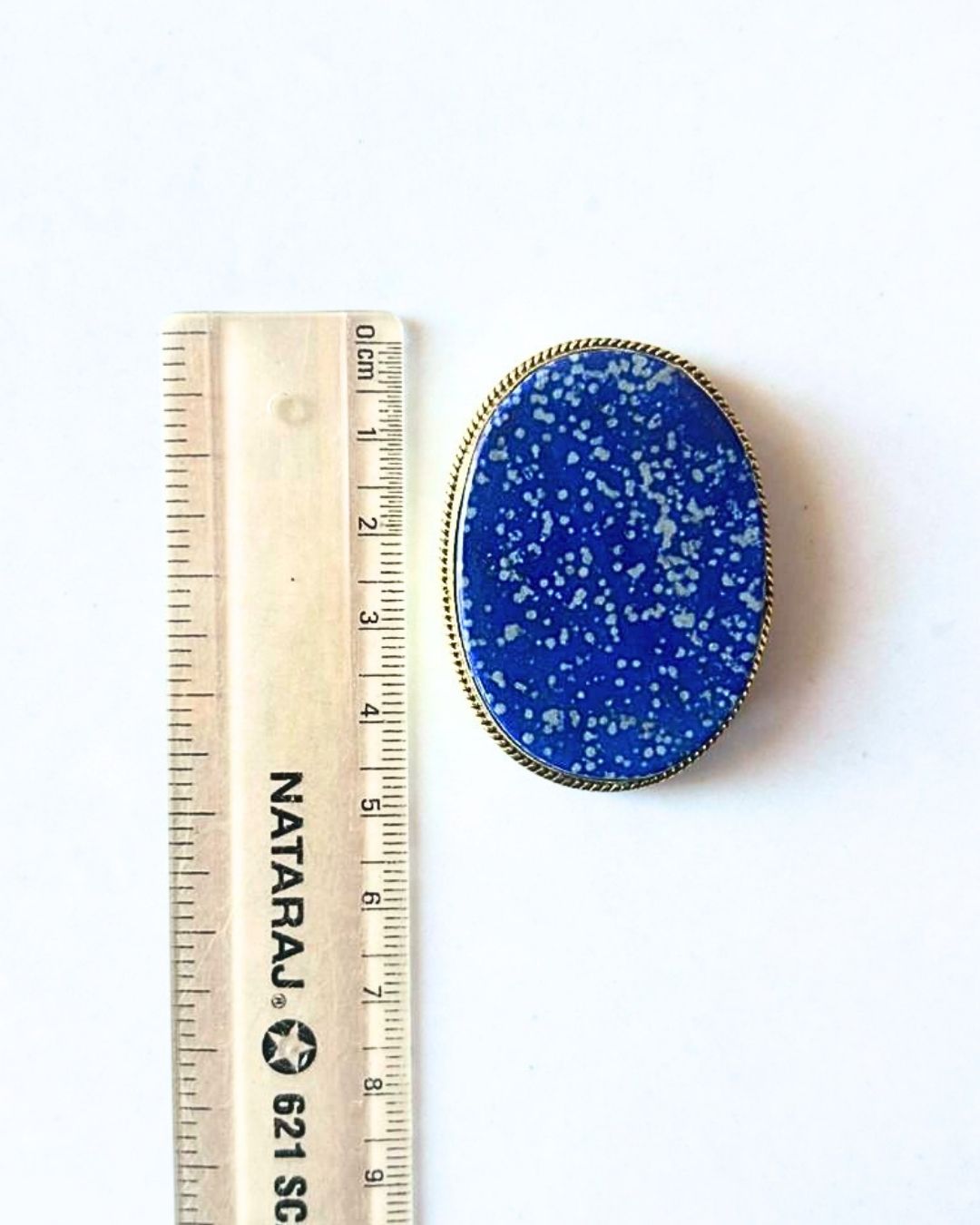 42mm Lapis Lazuli Grooved Stone with Brass Groove - Image 2
