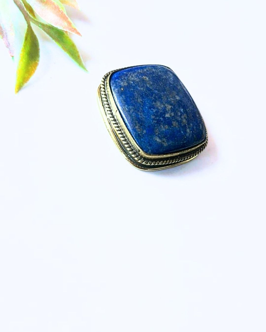 31mm Lapis Lazuli Grooved Stone with Brass Groove - Image 3