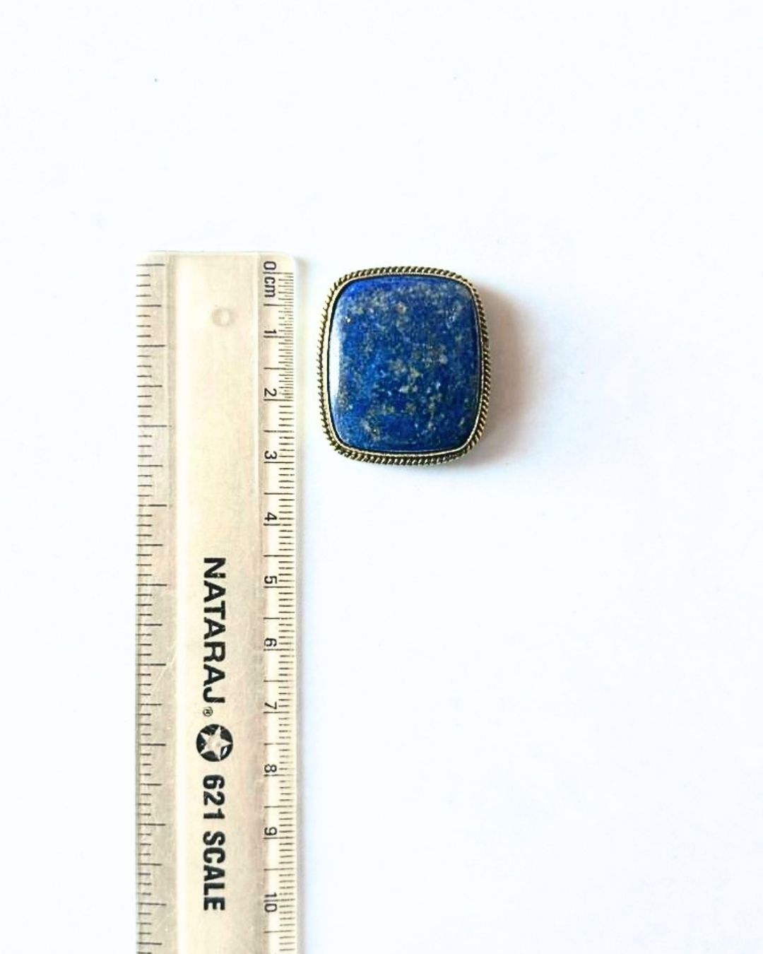 31mm Lapis Lazuli Grooved Stone with Brass Groove - Image 2