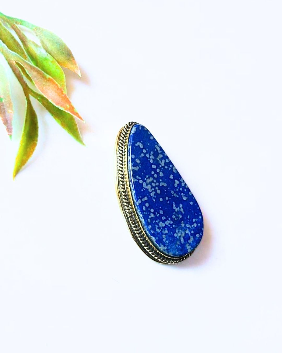 42mm Lapis Lazuli Grooved Stone with Brass Groove - Image 3