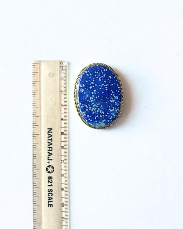 46mm Lapis Lazuli Grooved Stone with Brass Groove
