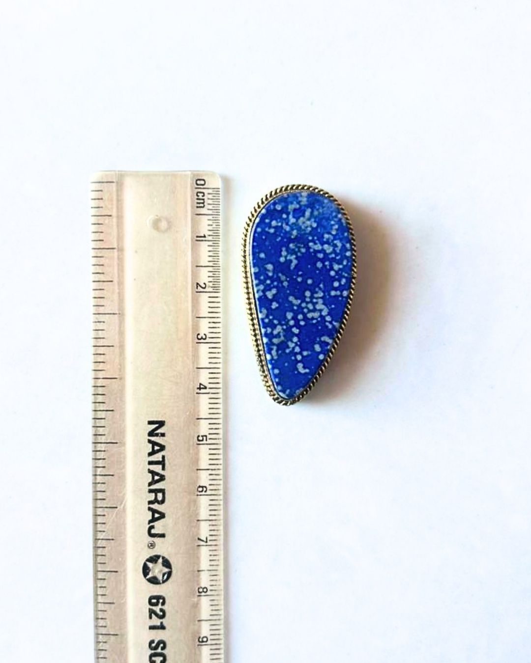 42mm Lapis Lazuli Grooved Stone with Brass Groove