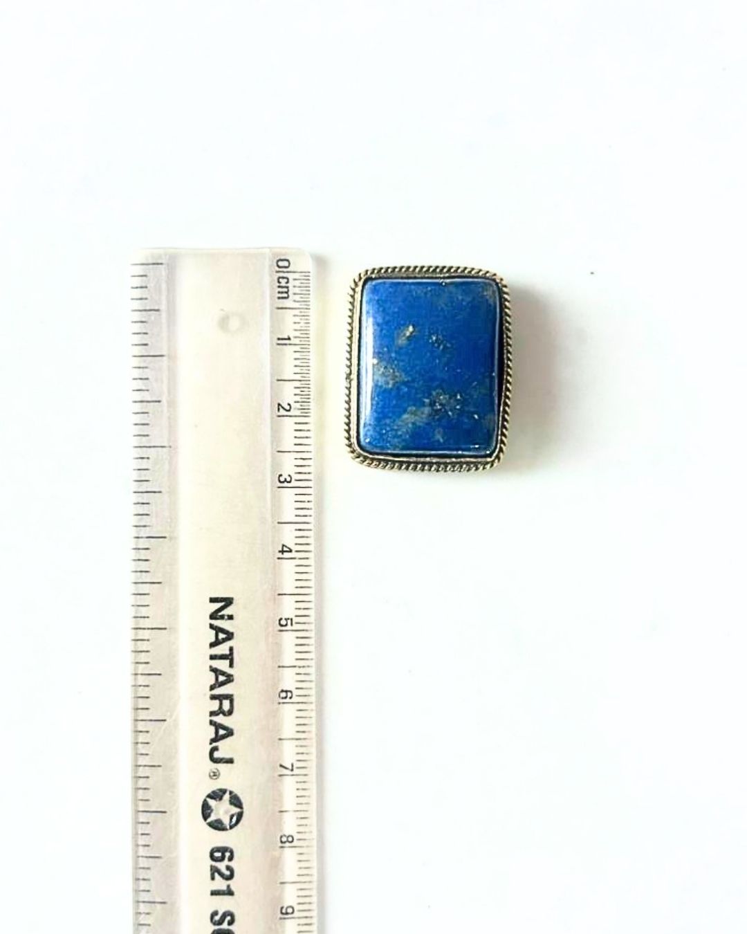29mm Lapis Lazuli Grooved Stone with Brass Groove - Image 2