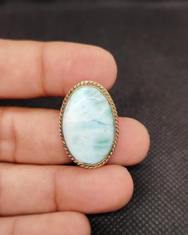 28mm Larimar with Brass Groove