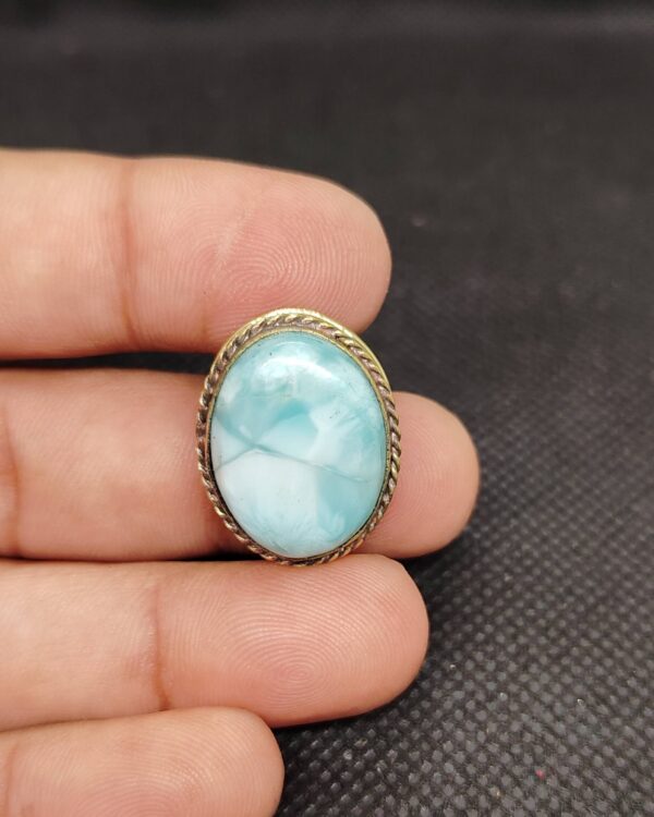 25mm Larimar with Brass Groove