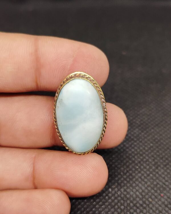 27mm Larimar with Brass Groove