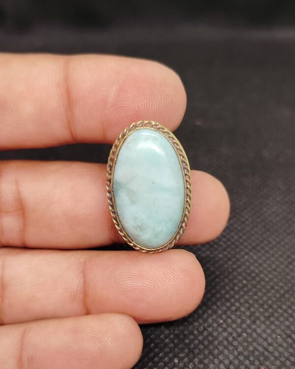 28mm Larimar with Brass Groove