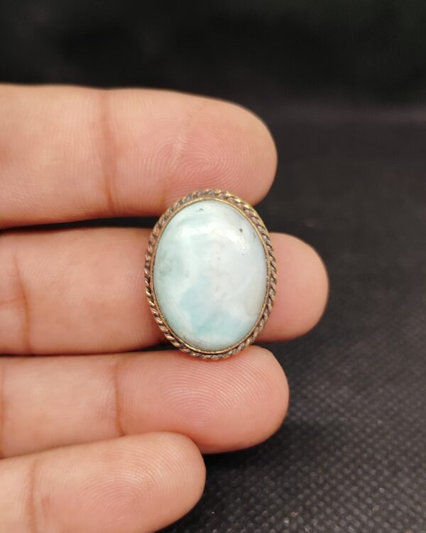 24mm Larimar with Brass Groove