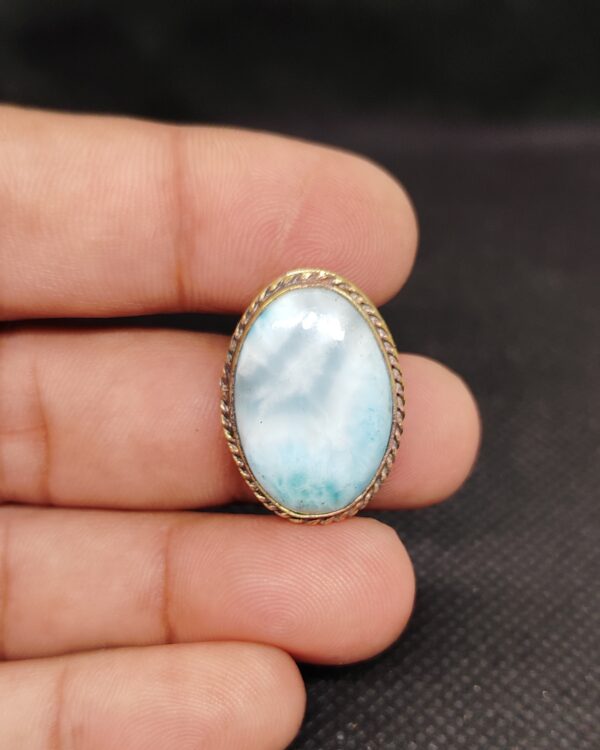 25mm Larimar with Brass Groove