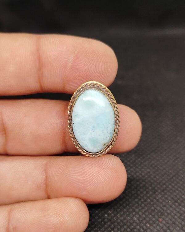 24mm Larimar with Brass Groove