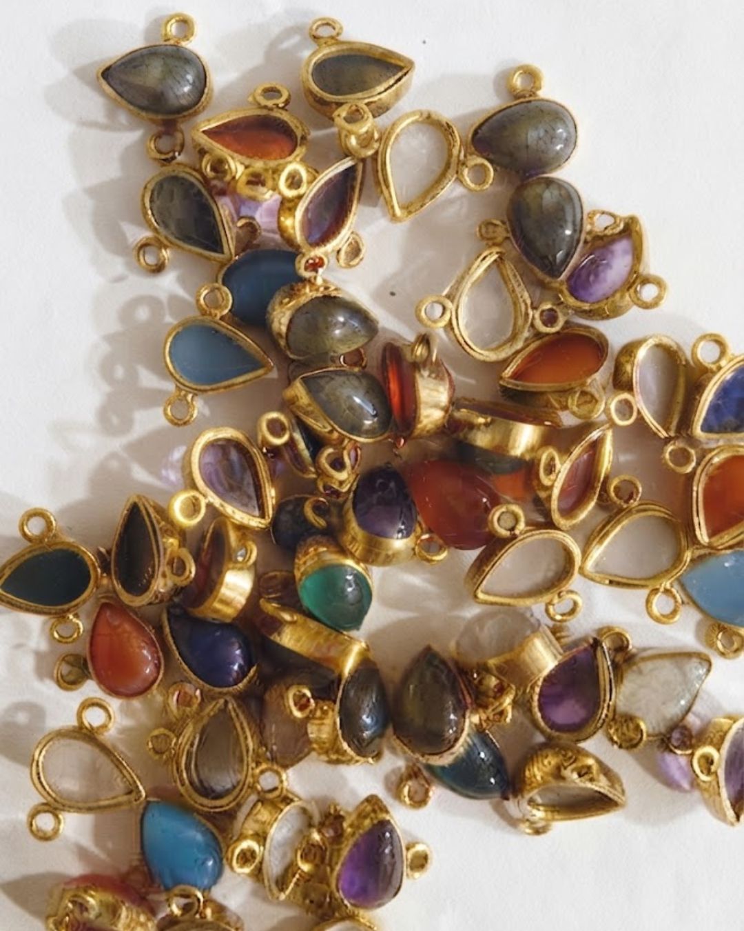 Teardrop Brass Connector with Stone – Assorted - Image 4
