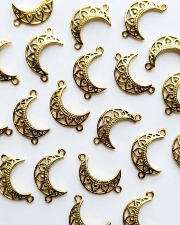 Crescent Moon Brass Charm