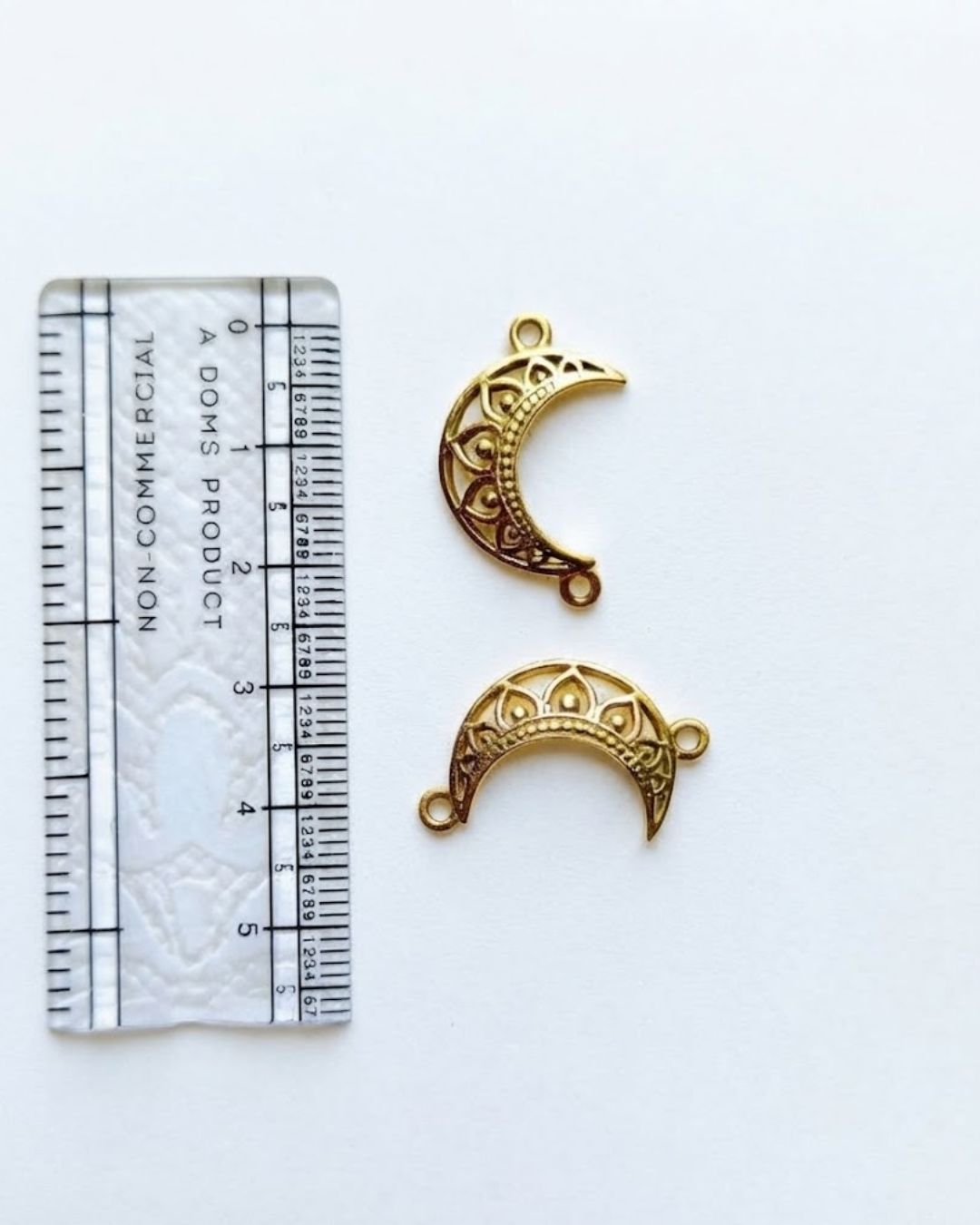 Crescent Moon Brass Charm - Image 2