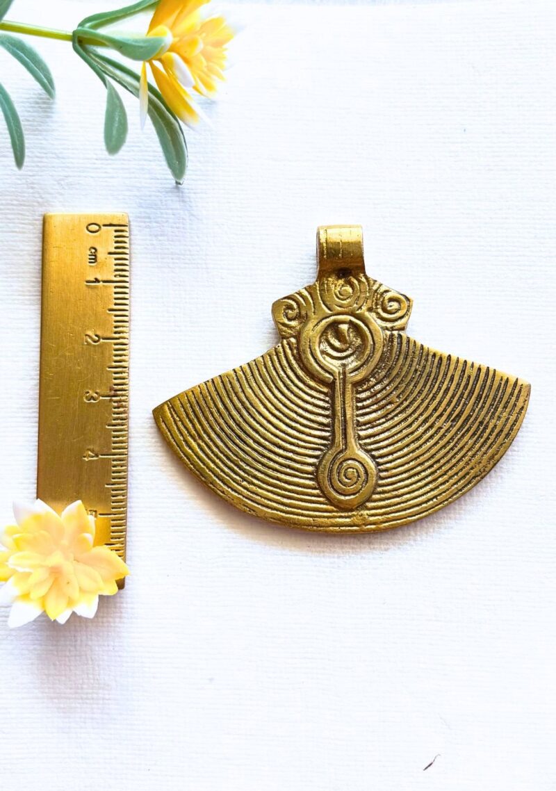 Big Ethnic Brass Pendant – Single Piece - Image 3