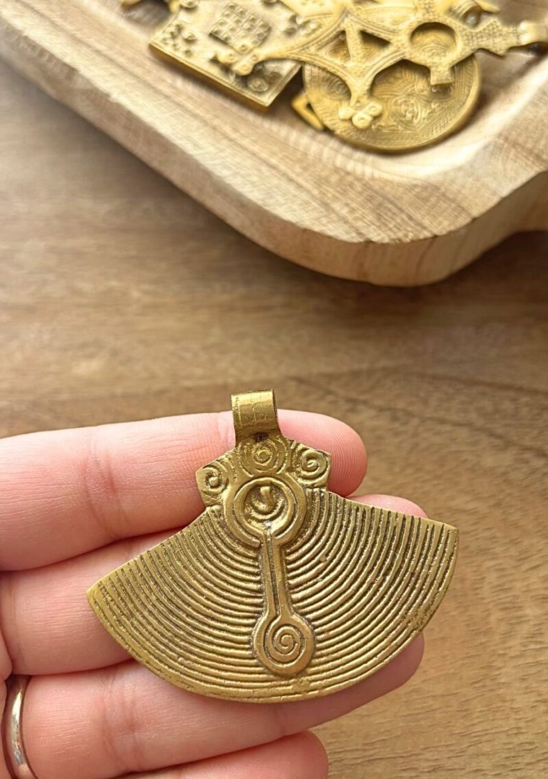 Big Ethnic Brass Pendant – Single Piece - Image 4