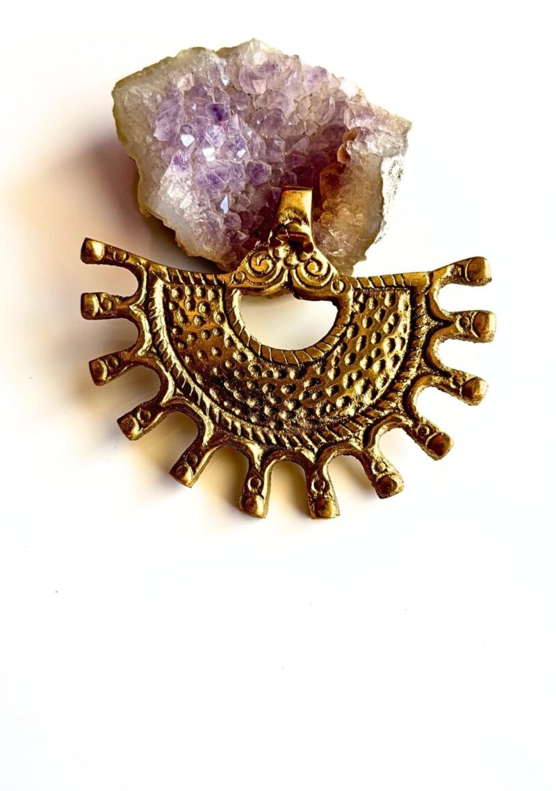 Big Ethnic Brass Charm Pendant - Image 3