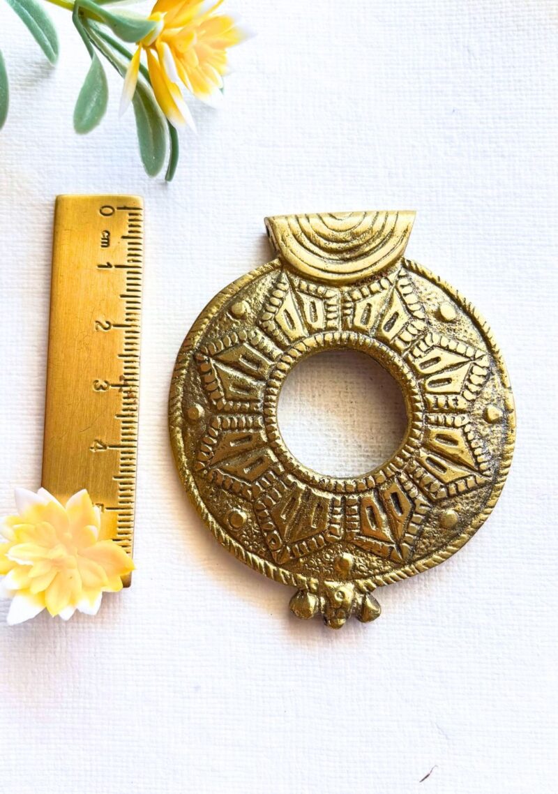 Round Geometric Brass Pendant – Single Piece - Image 3