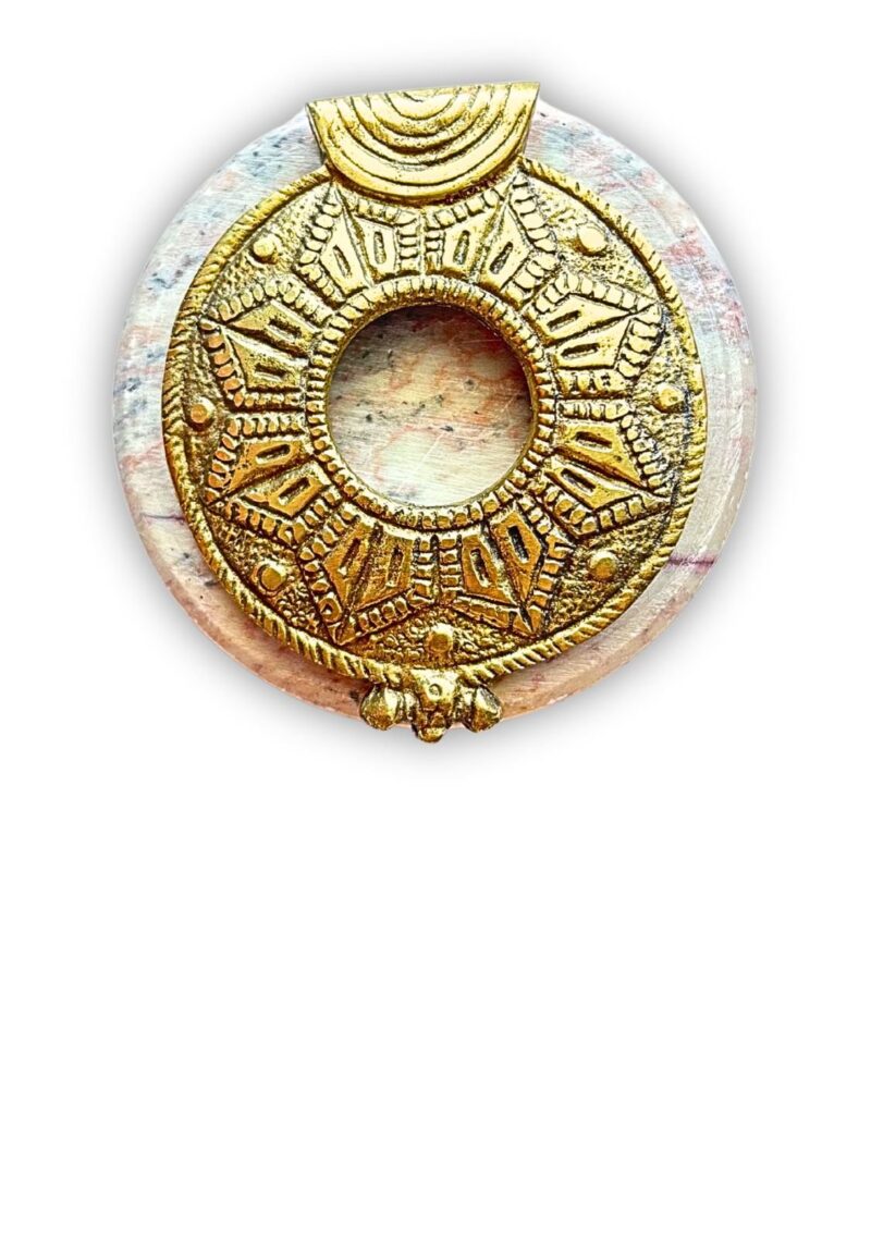 Round Geometric Brass Pendant – Single Piece - Image 4