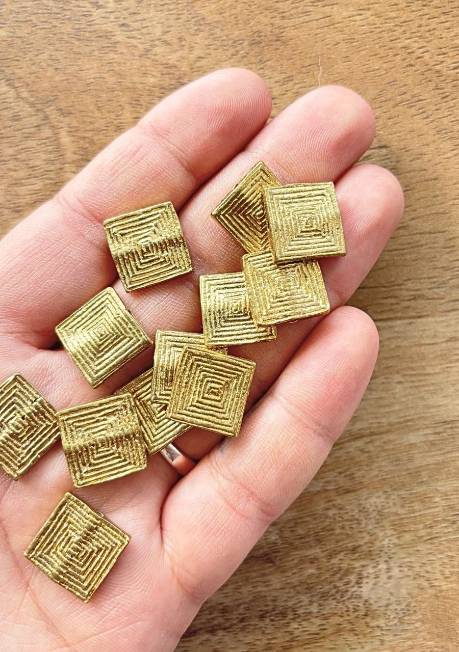 Square Brass Charms Beads – Pack of 3 Pieces - Image 3