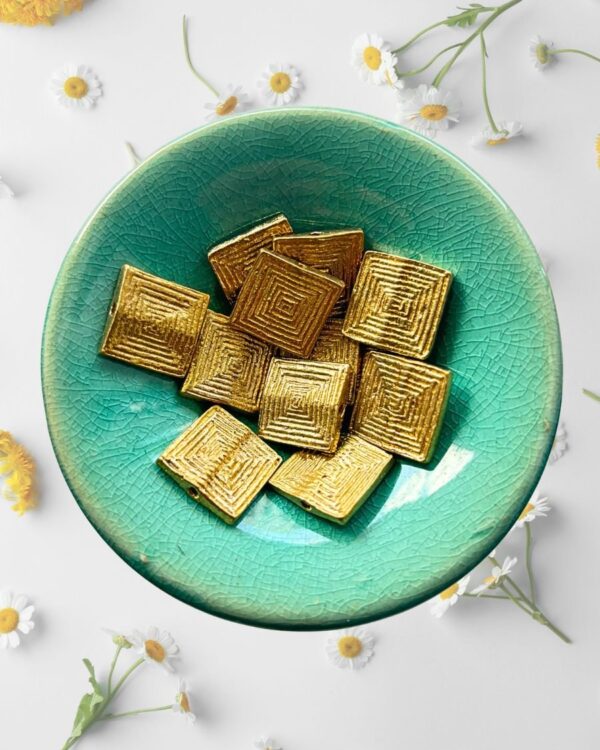 Square Brass Charms Beads – Pack of 3 Pieces