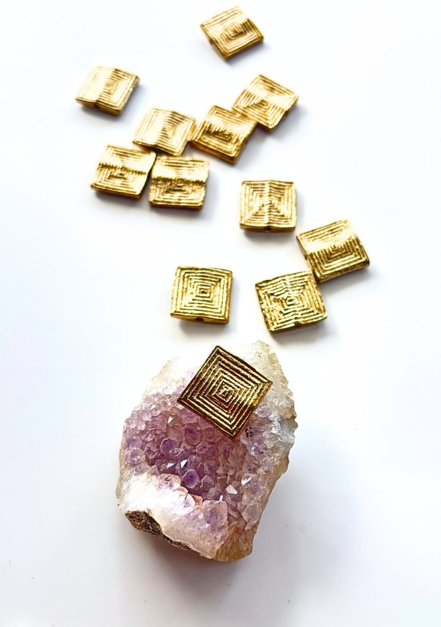 Square Brass Charms Beads – Pack of 3 Pieces - Image 2