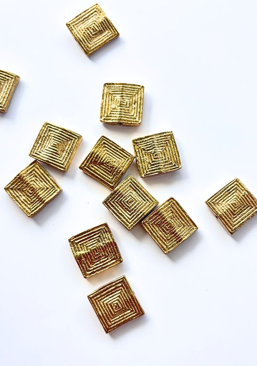Square Brass Charms Beads – Pack of 3 Pieces - Image 5