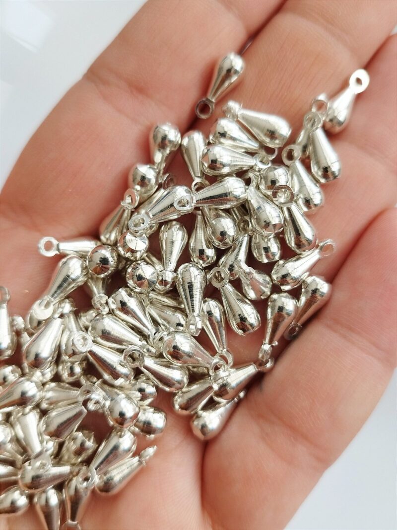 Teardrop Silver Filled Brass Charms – Pack of 10 Pieces - Image 2