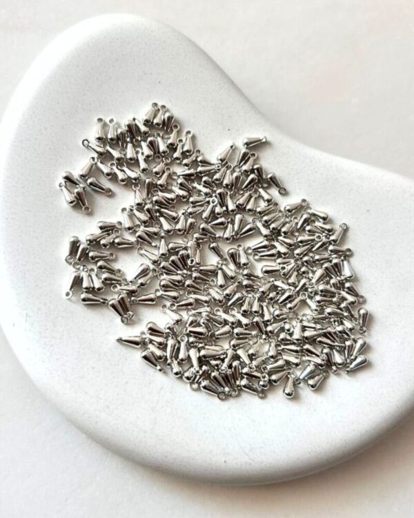 6MM Teardrop Silver filled Brass Charms – 60 PCS