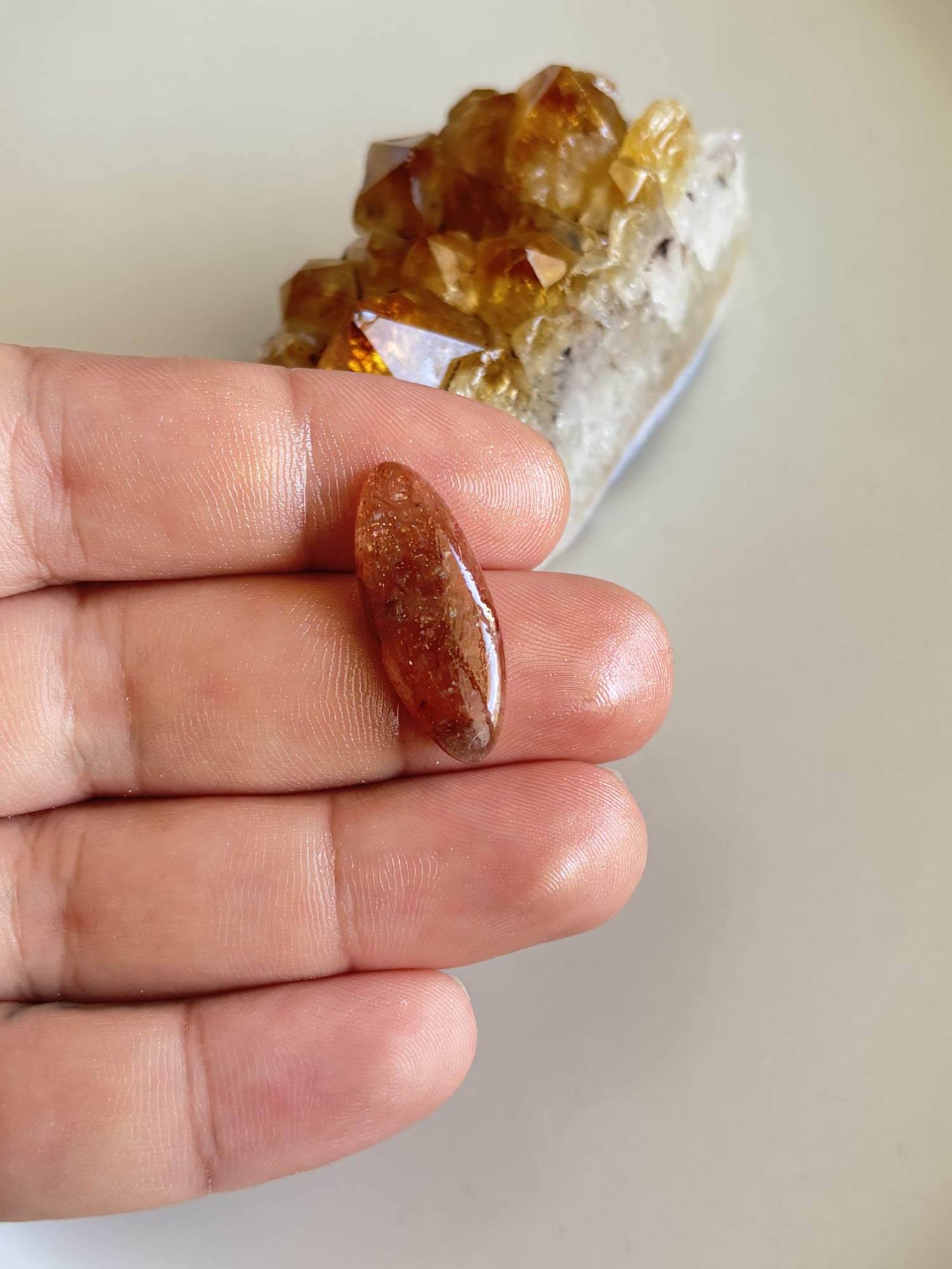 28mm Sunstone Cabochon for Macramé Jewelry - Image 2