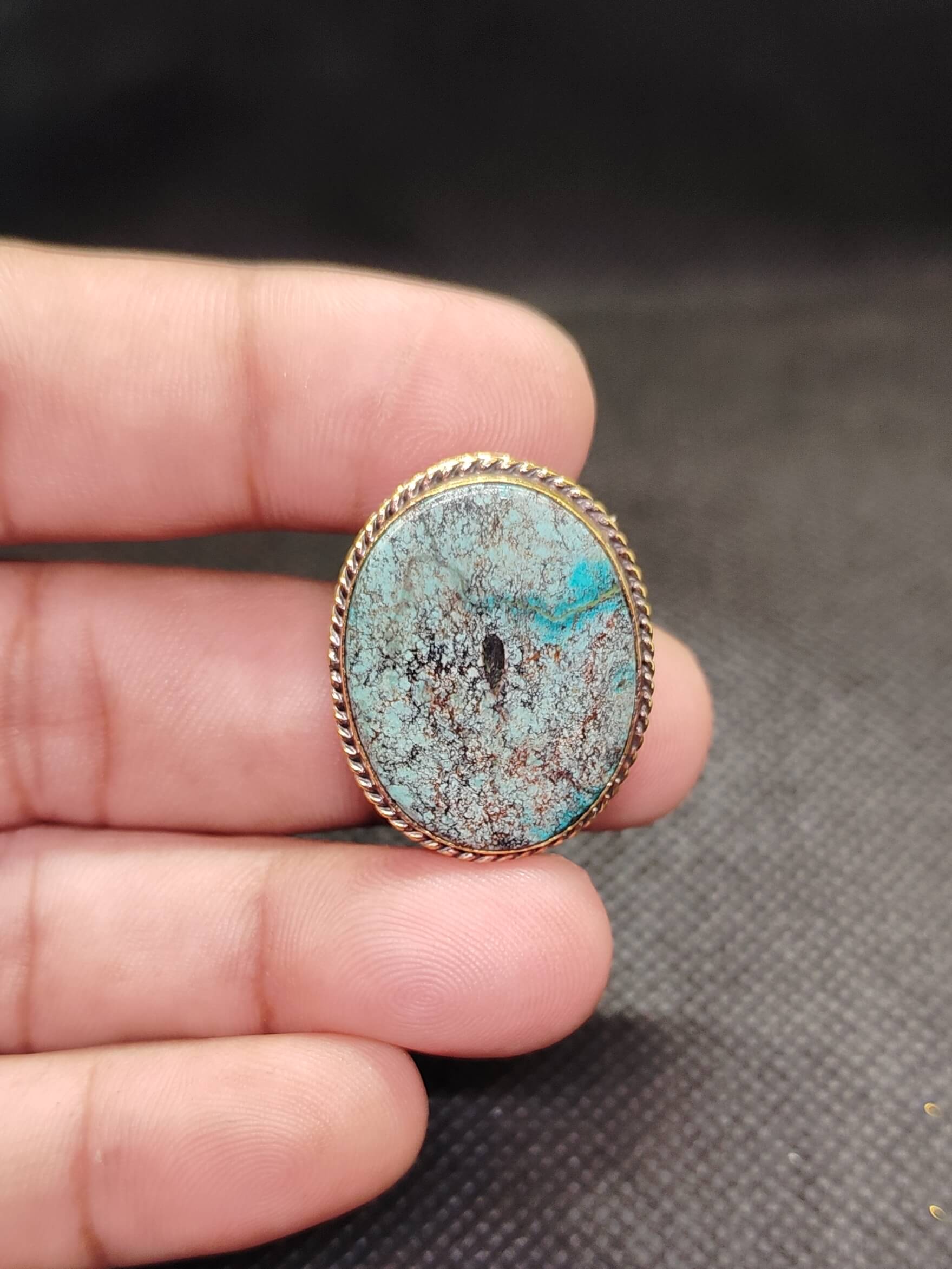 29mm Tibetan Turquoise Grooved Stone