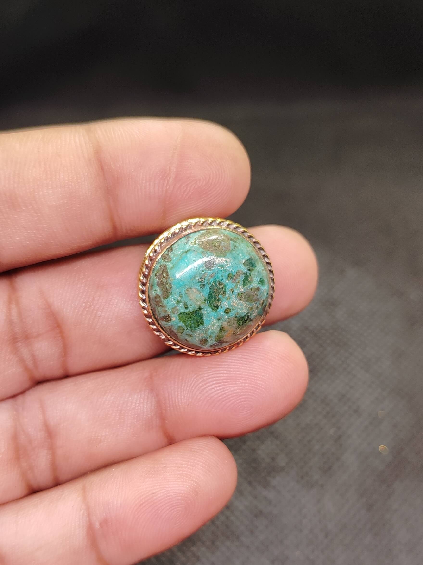 22mm Tibetan Turquoise Grooved Stone - Image 2