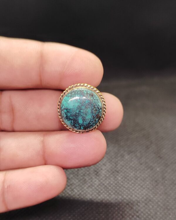 19mm Tibetan Turquoise Grooved Stone