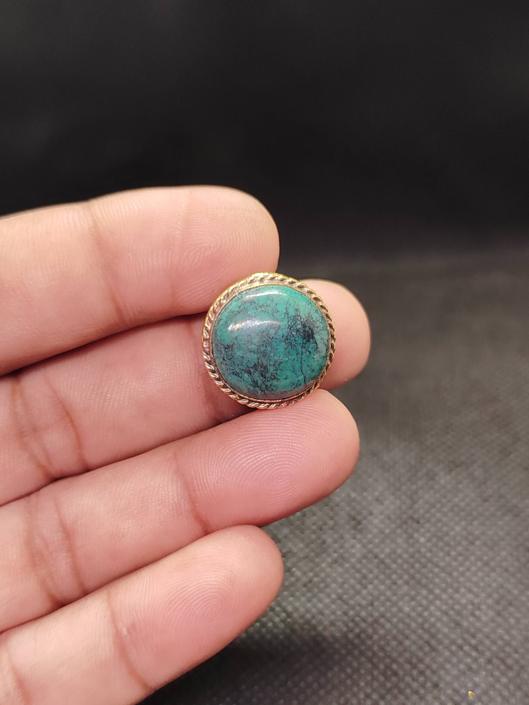 18mm Tibetan Turquoise Grooved Stone - Image 2