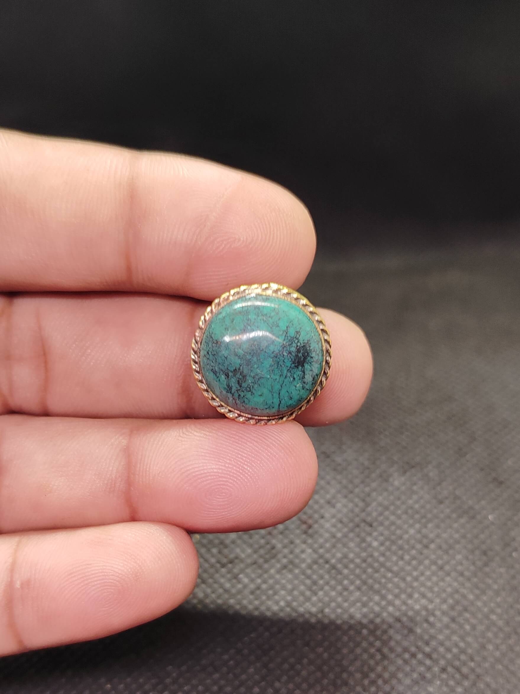 18mm Tibetan Turquoise Grooved Stone