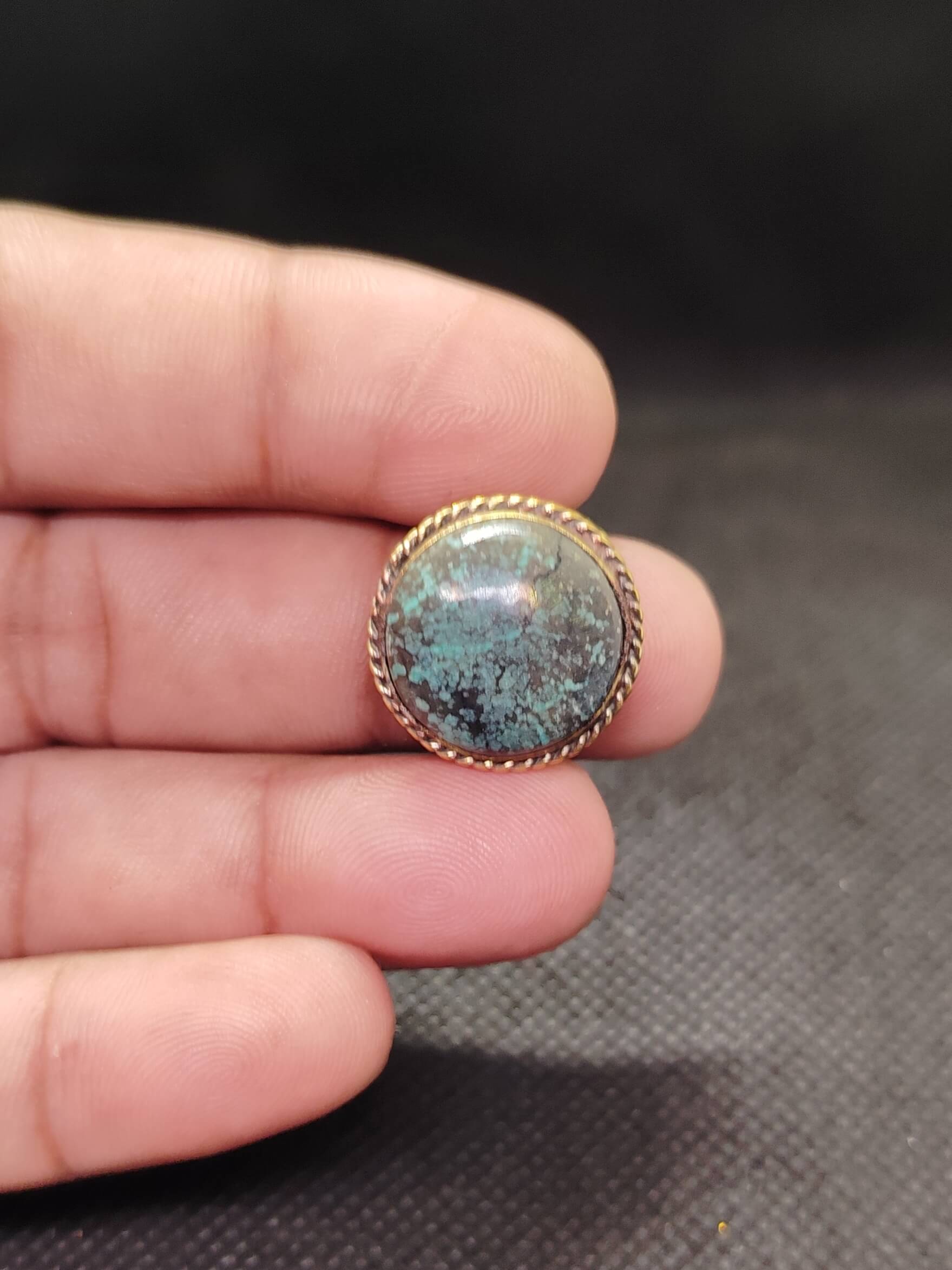 19mm Tibetan Turquoise Grooved Stone