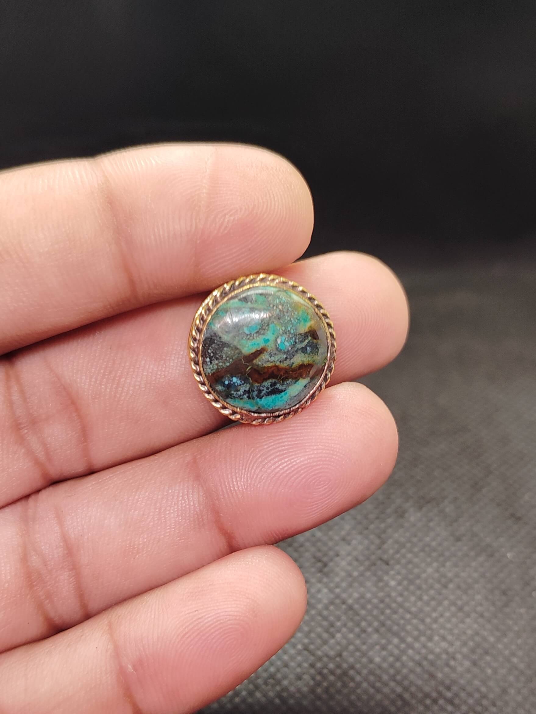 18mm Tibetan Turquoise Grooved Stone - Image 2