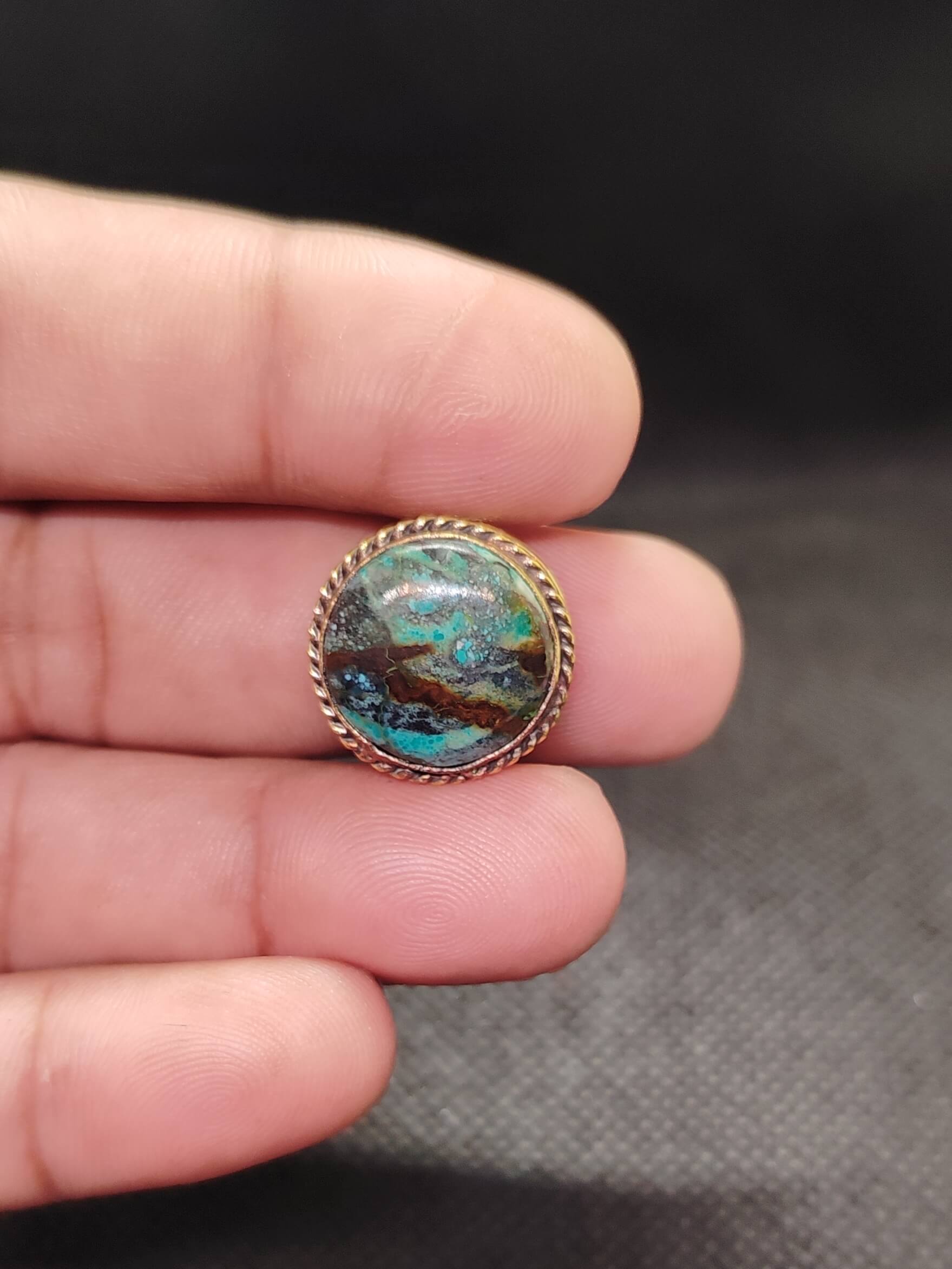 18mm Tibetan Turquoise Grooved Stone