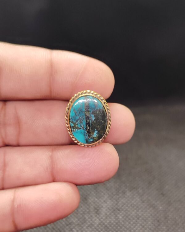 21mm Tibetan Turquoise Grooved Stone