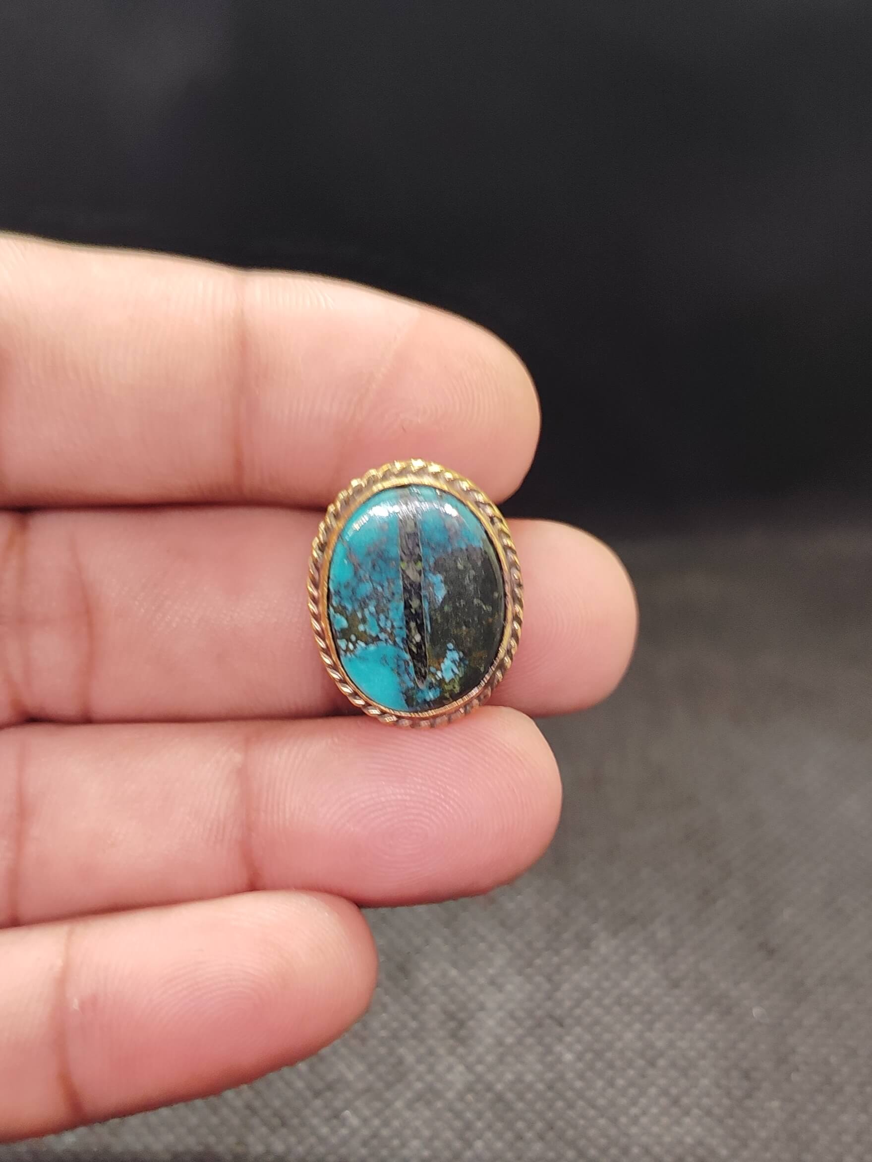 21mm Tibetan Turquoise Grooved Stone