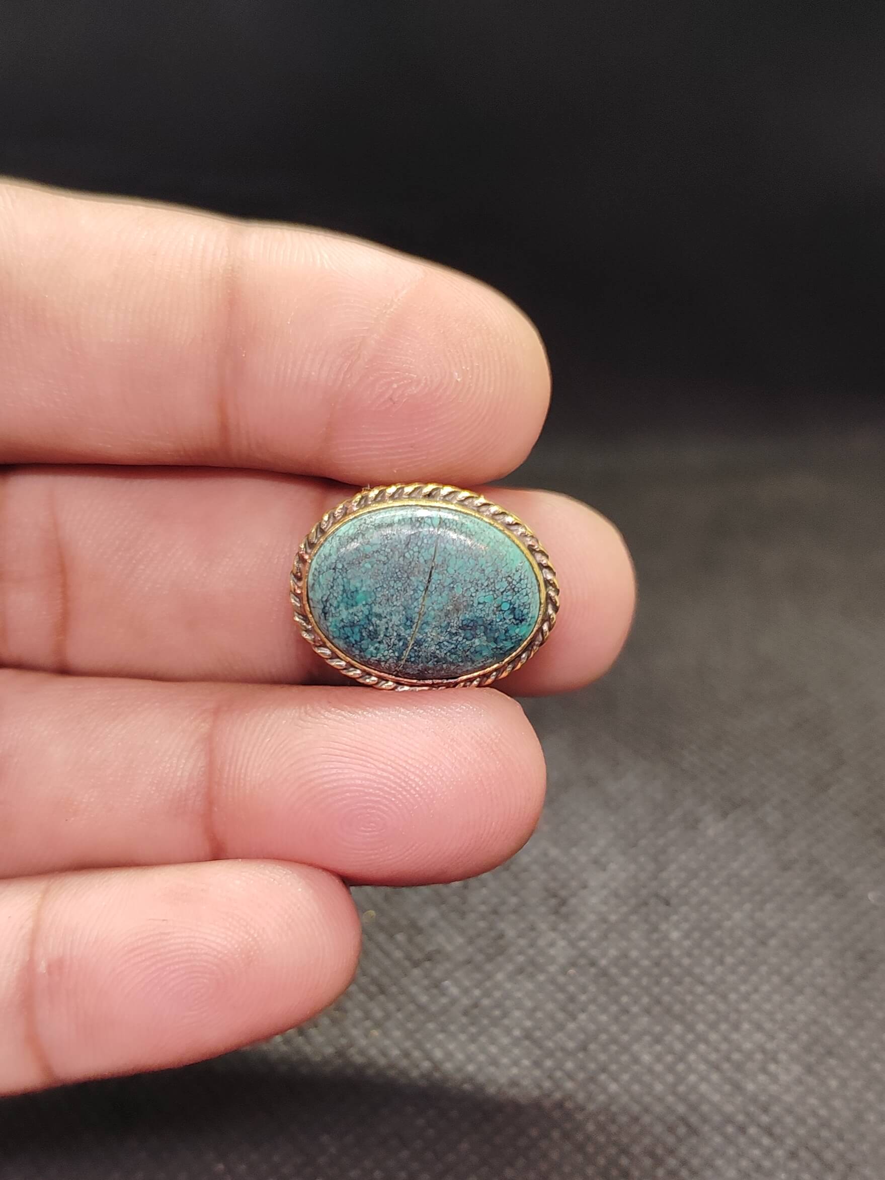 20mm Tibetan Turquoise Grooved Stone - Image 2