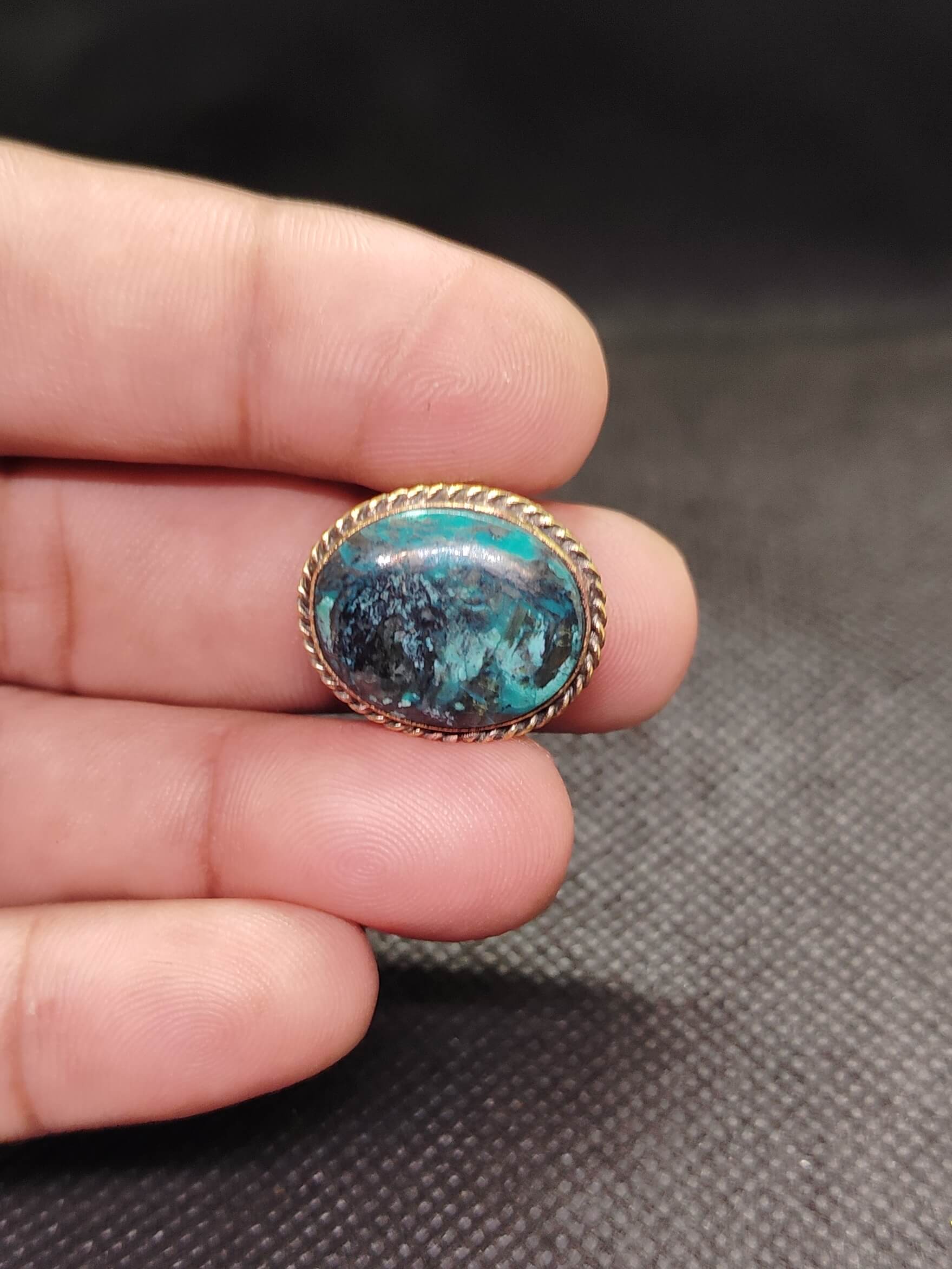 21mm Tibetan Turquoise Grooved Stone - Image 2
