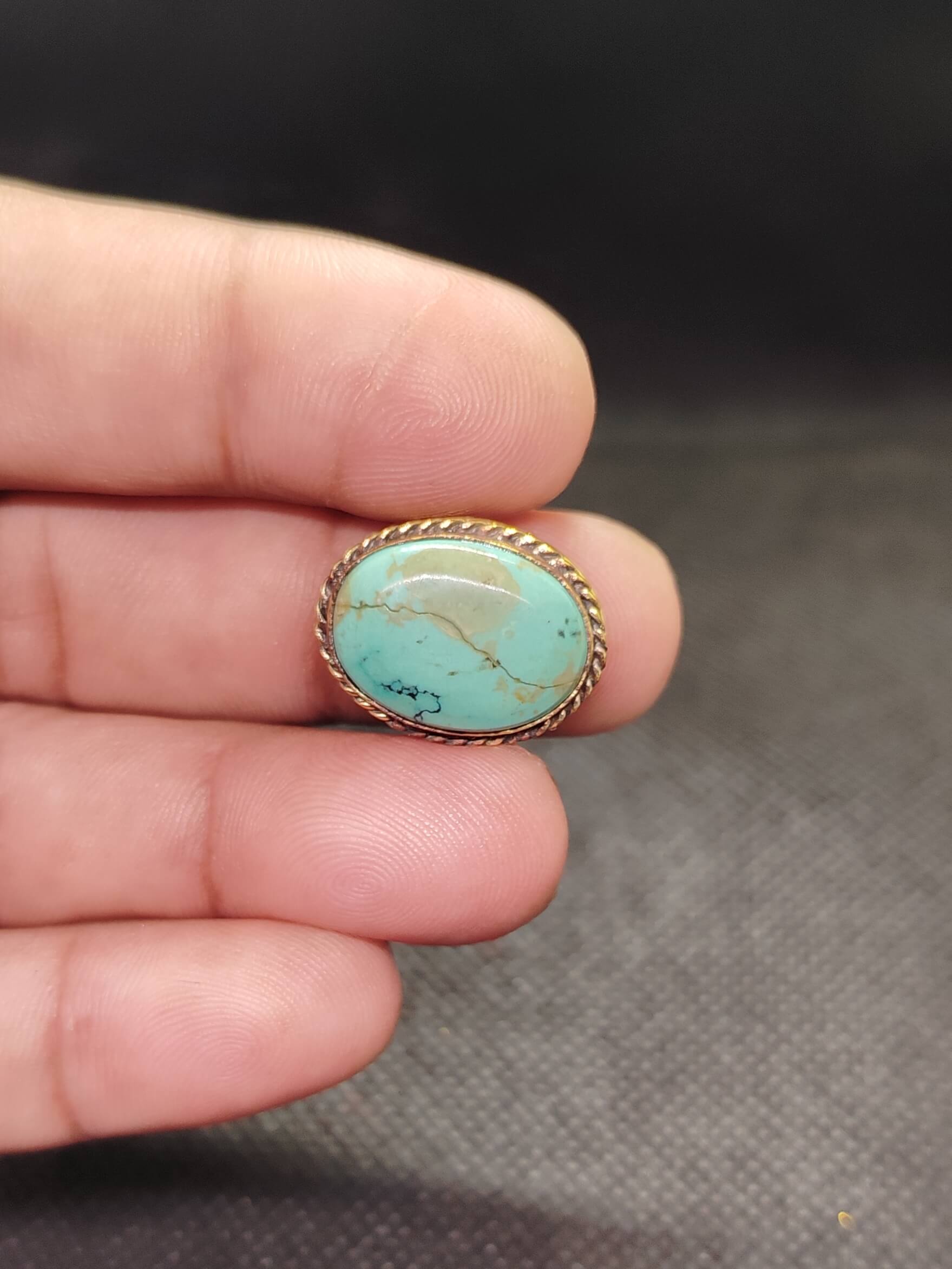 20mm Tibetan Turquoise Grooved Stone - Image 2