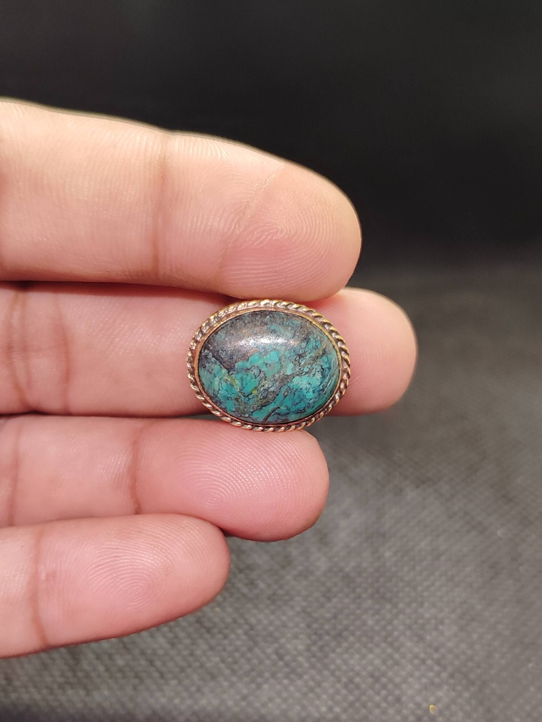 20mm Tibetan Turquoise Grooved Stone - Image 2