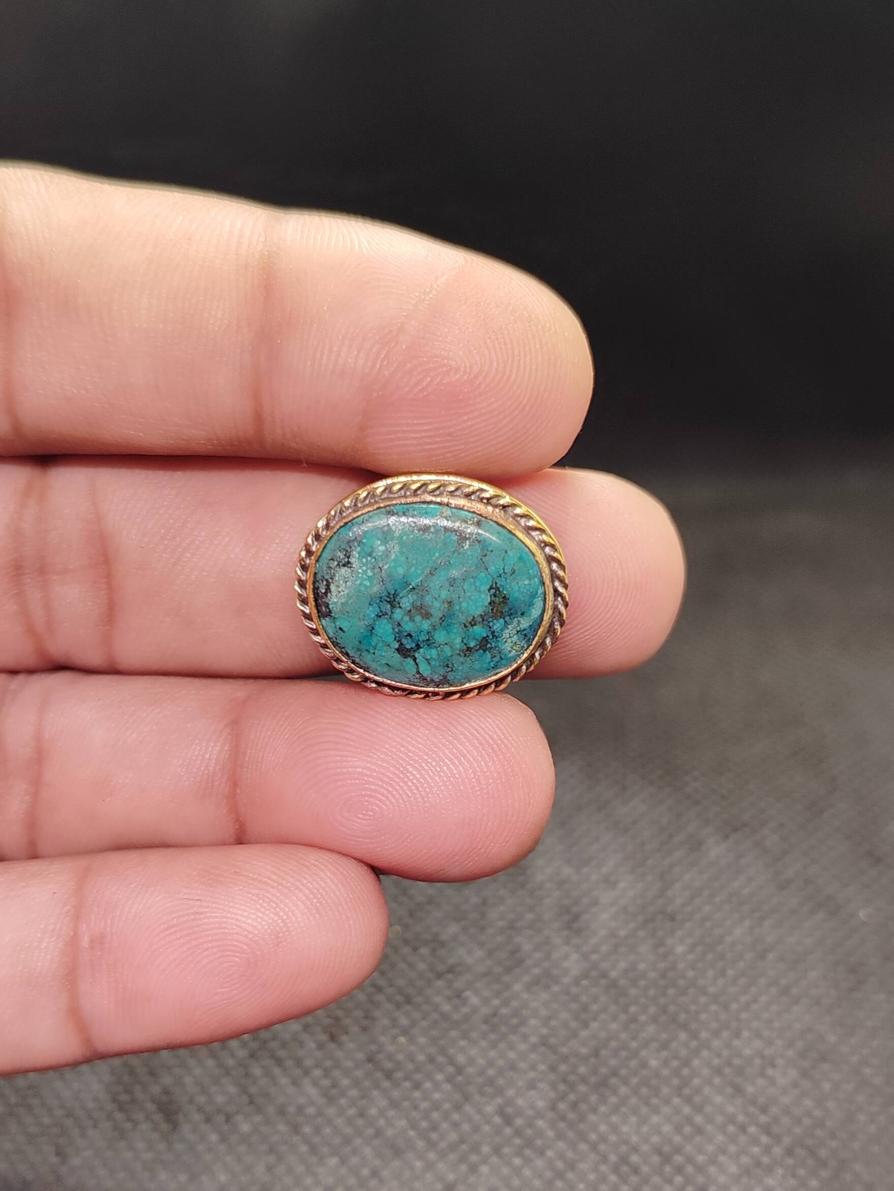 20mm Tibetan Turquoise Grooved Stone - Image 2