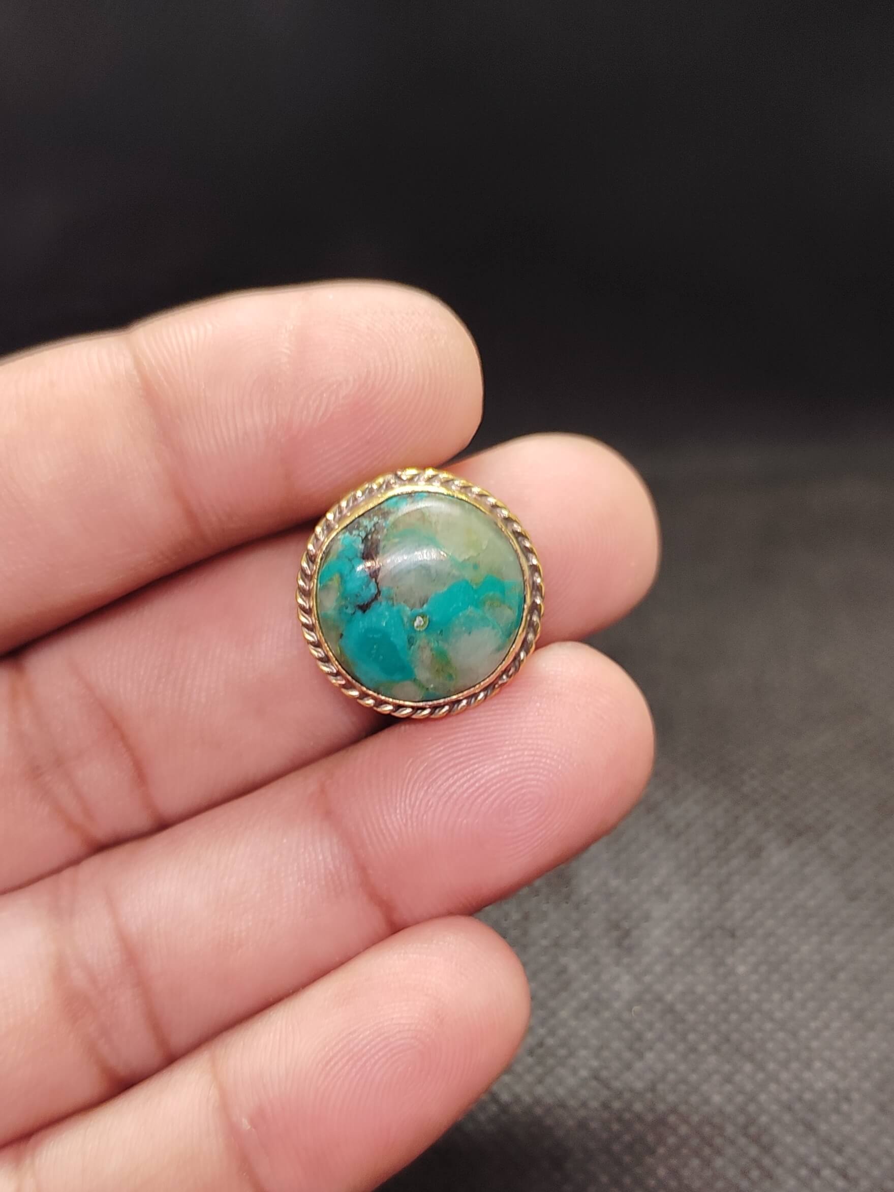 18mm Tibetan Turquoise Grooved Stone - Image 2