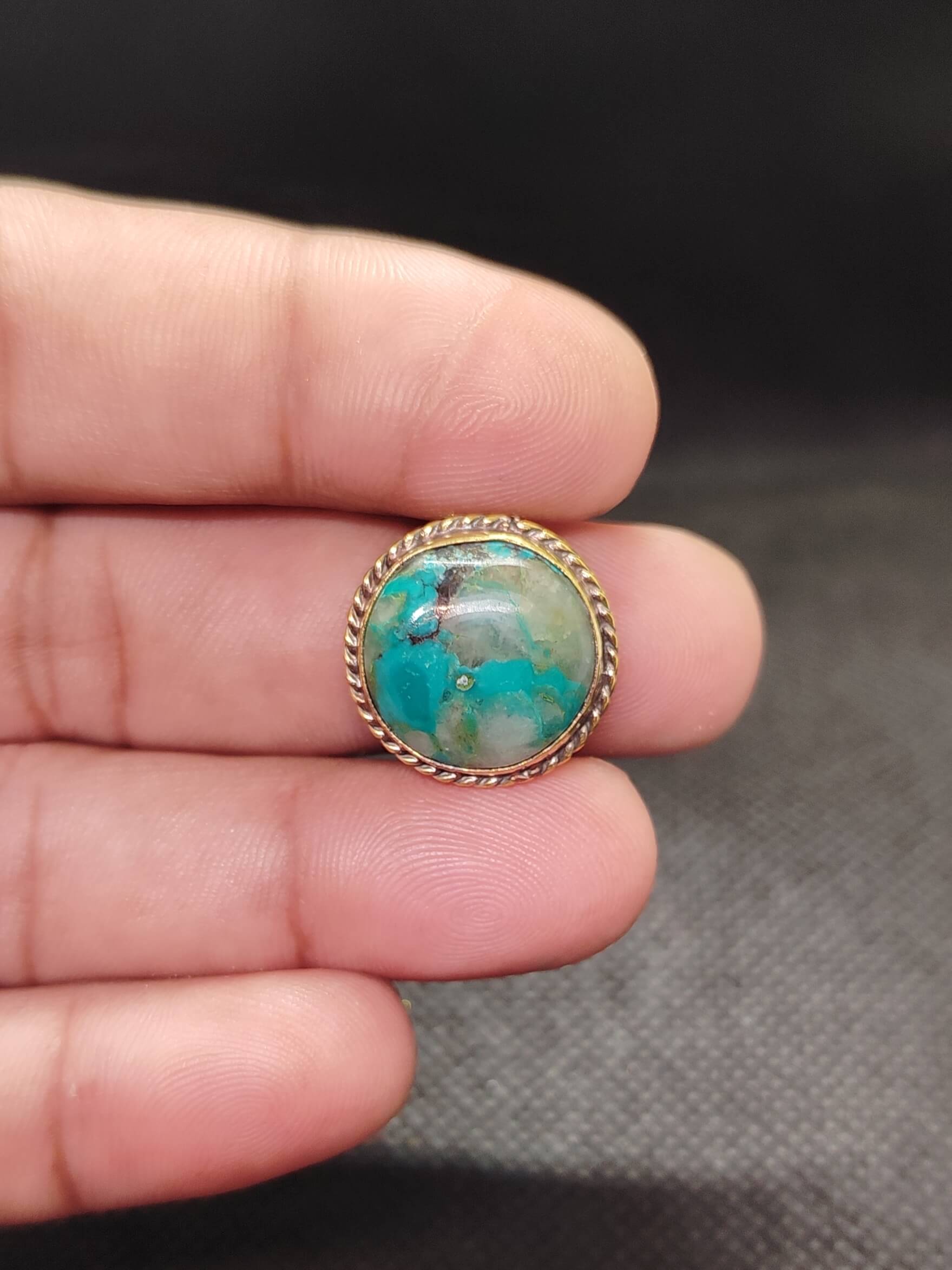 18mm Tibetan Turquoise Grooved Stone