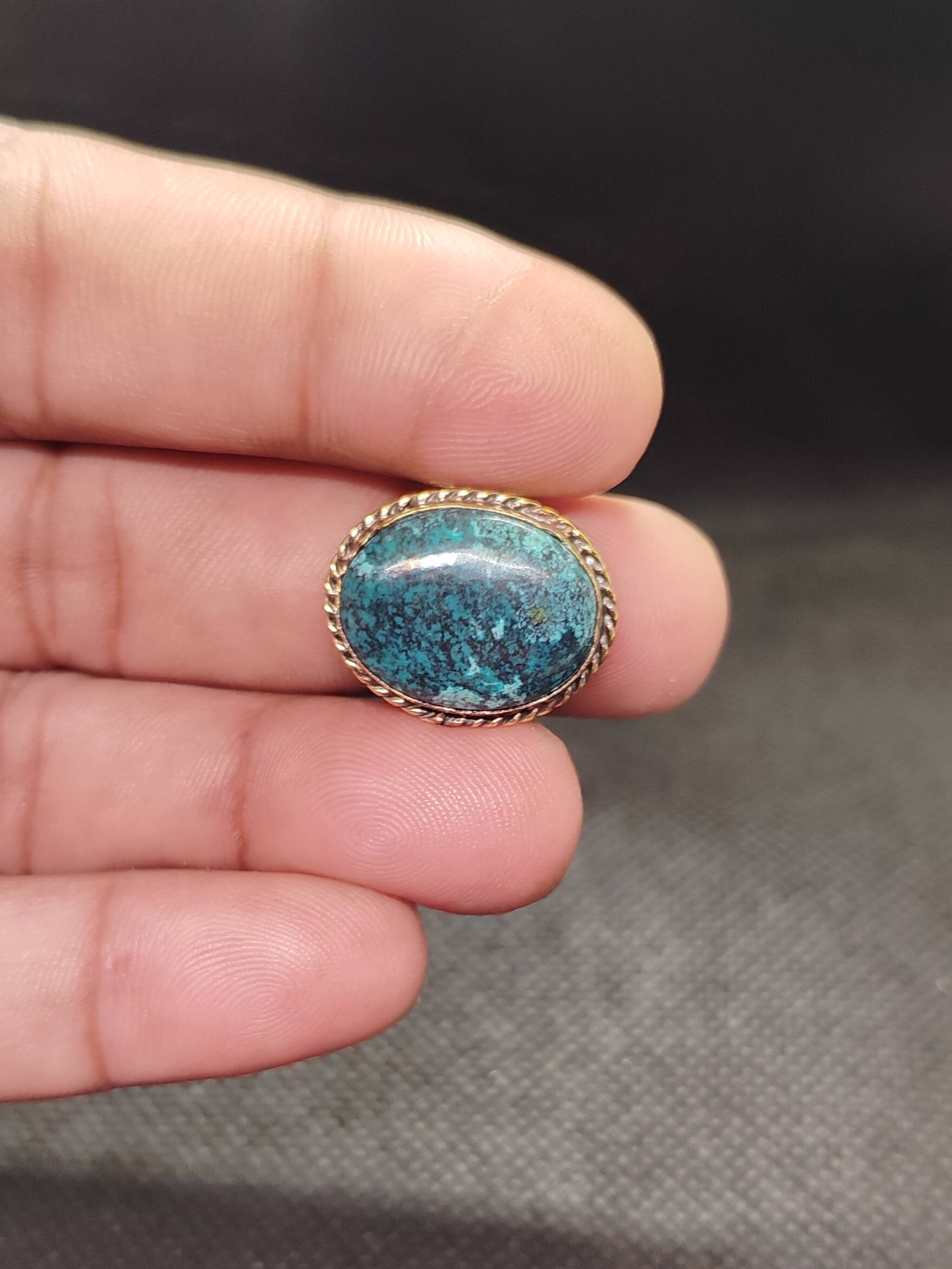20mm Tibetan Turquoise Grooved Stone - Image 2