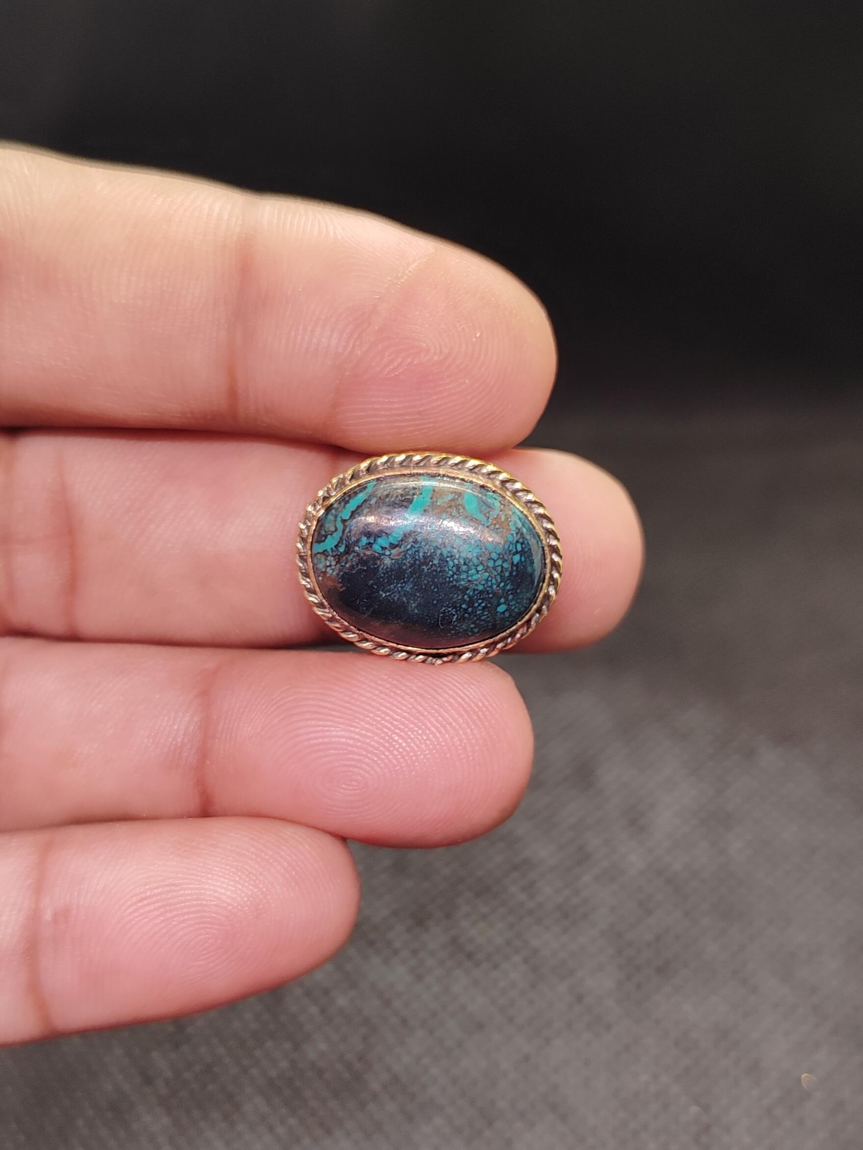 20mm Tibetan Turquoise Grooved Stone - Image 2